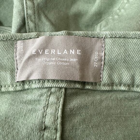 Everlane The Original Cheeky Cropped Green Straight Leg Denim Jeans Size 27 - Picture 9 of 10